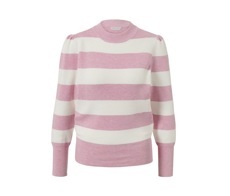 Tchibo - Pullover mit Puffärmeln - Damen - Gr. S - weiß/gestreift
