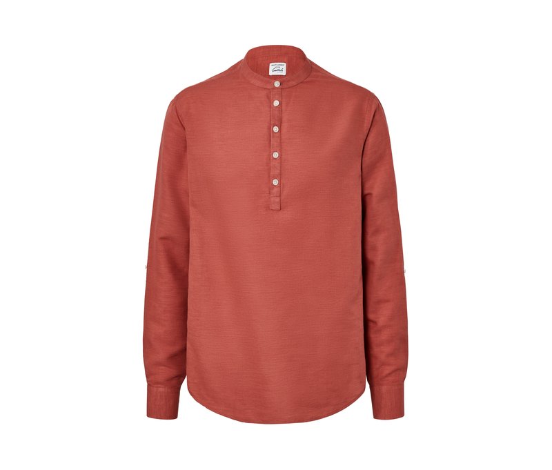 Tchibo - Hemd mit Leinen - Herren - Gr. L - terrakotta