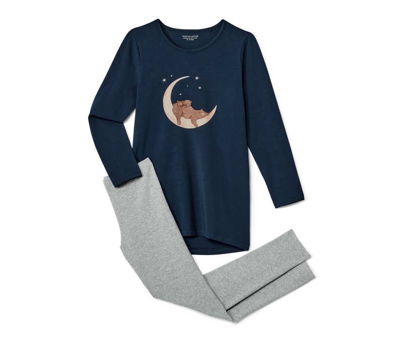 Tchibo - Kinder-Pyjama - Mädchen - Gr. 146/152 - weiß/print