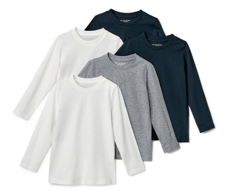 Tchibo - 5 Kinder-Langarmshirts - Herren - Gr. 86/92 - creme/print