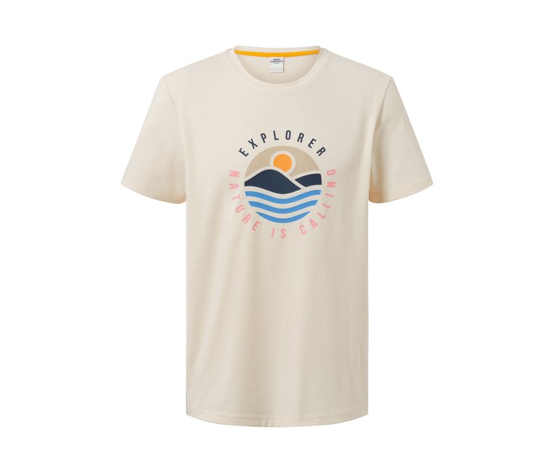 Tchibo - T-Shirt mit Print - Herren - Gr. L - offwhite/print