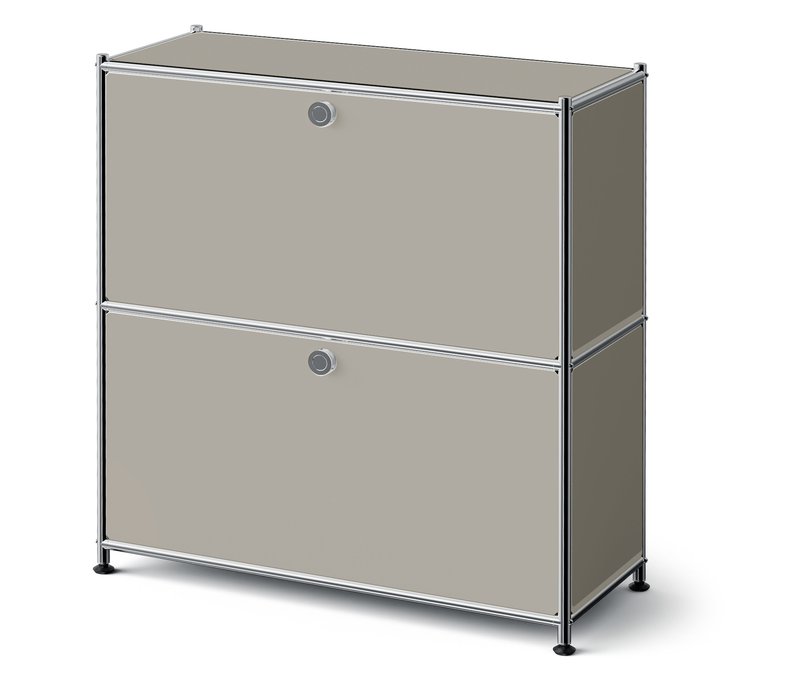 Tchibo - Metall-Kommode »Cn3 Slim Line« mit 2 Klappenfächern - 77x30,5x82,5cm - hellgrau - Stahl / Aluminium / Kunststoff