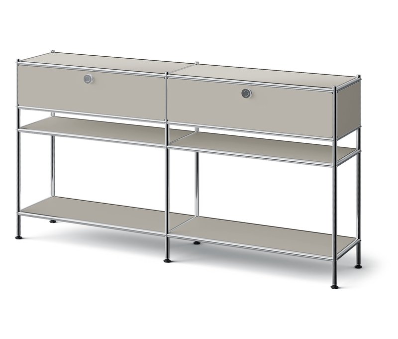 Tchibo - Metall-Konsole »Cn3 Slim Line« mit 2 Schubladen - 152x30,5x82cm - hellgrau - Stahl / Aluminium / Kunststoff