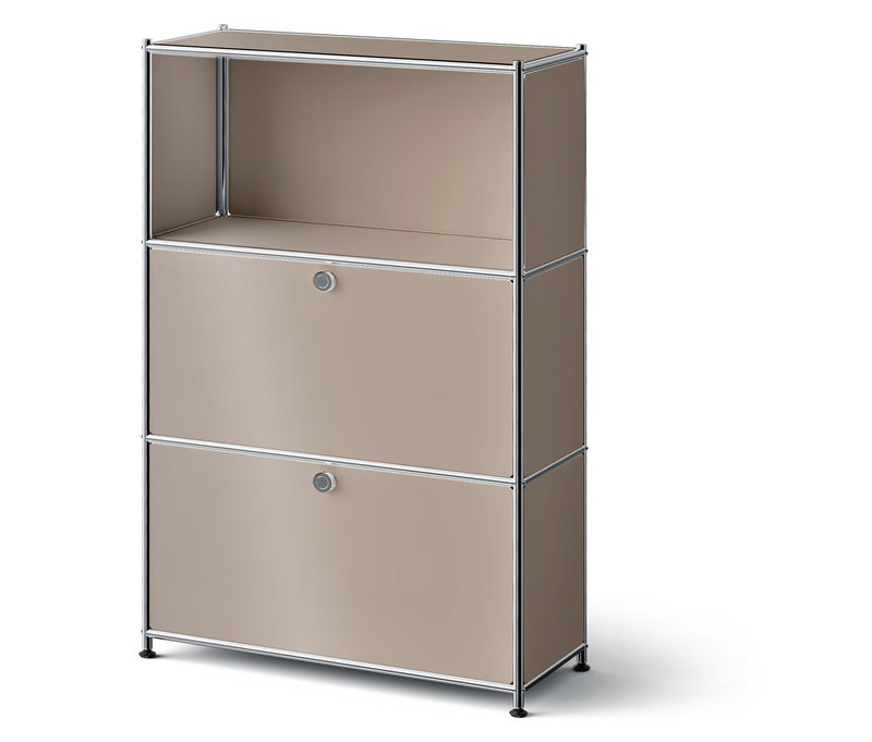 Tchibo - Metall-Kommode »Cn3 Slim Line« mit 2 versetzbaren Klappenfächern - 77x30,5x120,3cm - taupe - Stahl / Aluminium / Kunststoff