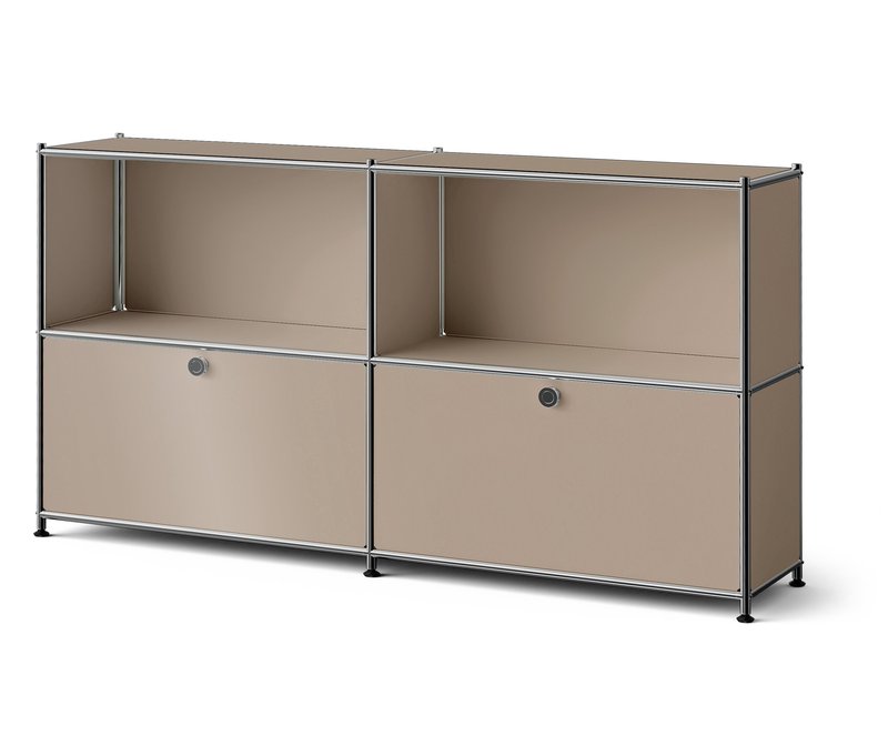 Tchibo - Metall-Sideboard »Cn3 Slim Line« mit 2 versetzbaren Klappenfächern - 152x30,5x82,5cm - taupe - Stahl / Aluminium / Kunststoff