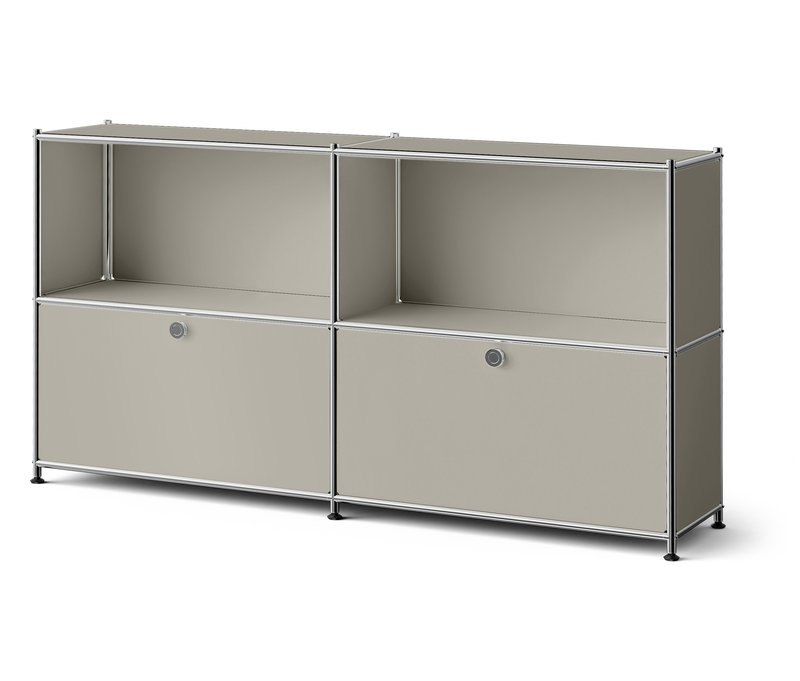 Tchibo - Metall-Sideboard »Cn3 Slim Line« mit 2 versetzbaren Klappenfächern - 152x30,5x82,5cm - hellgrau - Stahl / Aluminium / Kunststoff