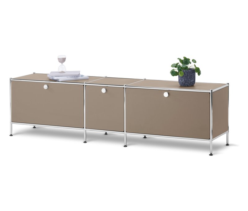 Tchibo - Metall-Lowboard »Cn3« mit 3 Klappenfächern - 190x40x51,5cm - taupe - Stahl / Aluminium / Kunststoff
