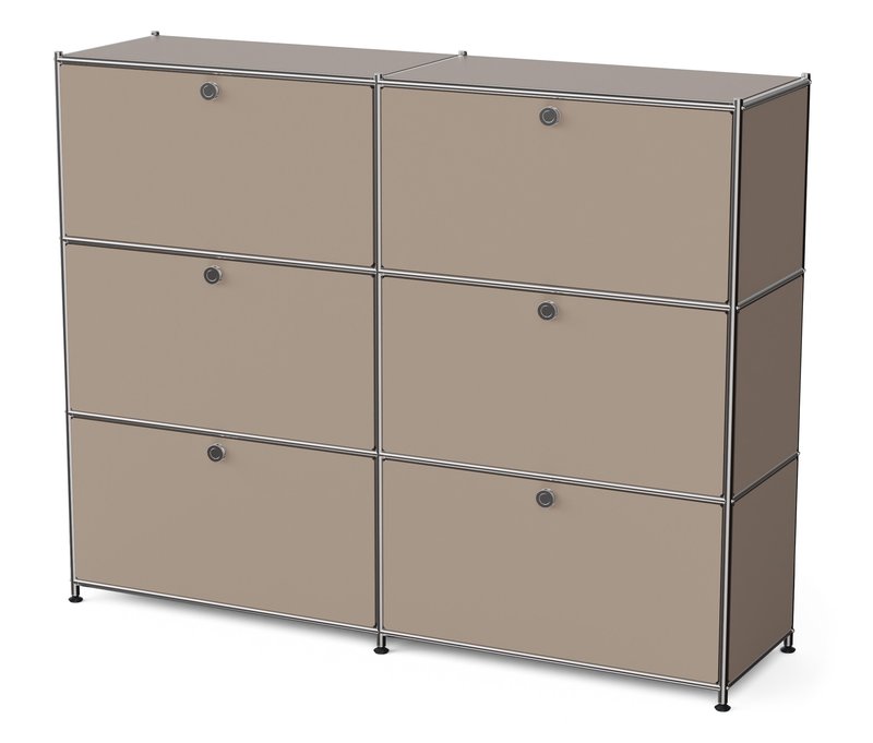 Tchibo - Metall-Kommode »Cn3« mit 6 Klappenfächern - 152x40x120,3cm - taupe - Stahl / Aluminium / Kunststoff