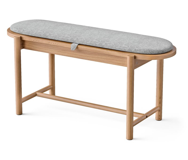Tchibo - Massivholzbank mit Polster und Stauraum - 100x36x44cm - hellgrau - Holz / Polyester