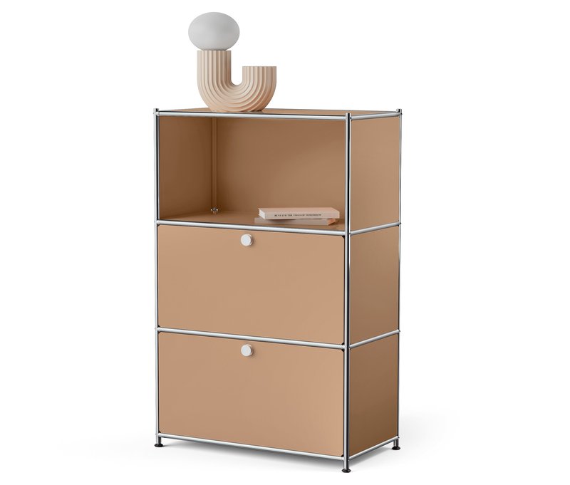Tchibo - Metall-Kommode »Cn3« mit 2 versetzbaren Klappenfächern - 77x40x120,3cm - braun - Stahl / Aluminium / Kunststoff