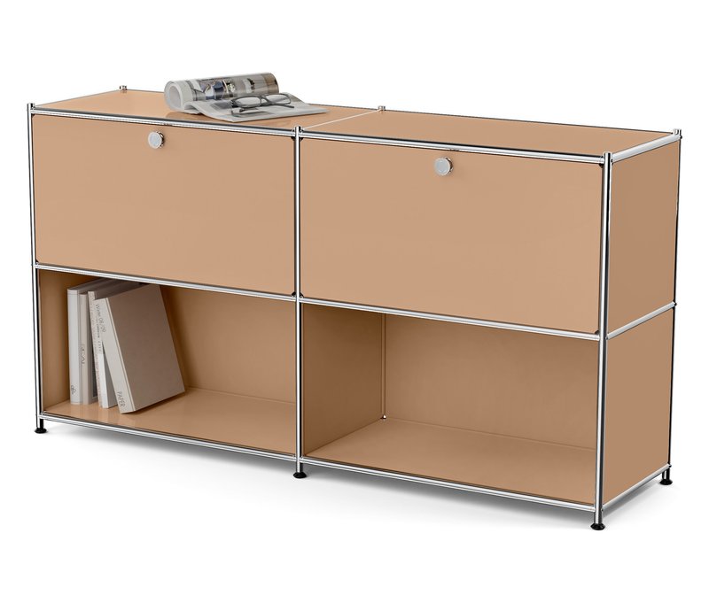 Tchibo - Metall-Sideboard »Cn3« mit 2 versetzbaren Klappenfächern - 152x40x82,5cm - braun - Stahl / Aluminium / Kunststoff