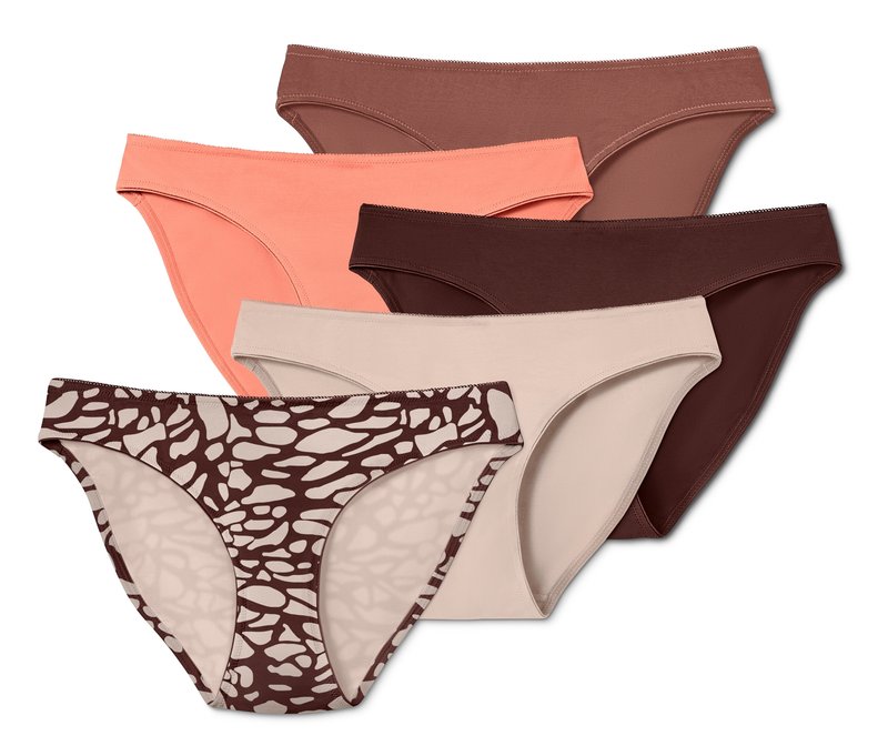 Tchibo - 5 Slips - Damen - Gr. M - hellbraun