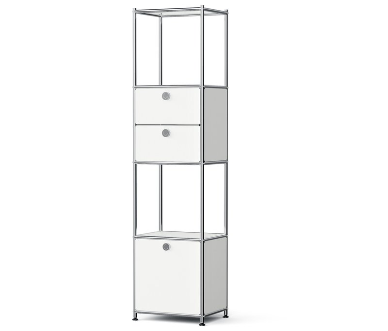 Tchibo - Metall-Regal »Cn3 Slim Line« mit 2 versetzbaren Schubladen und 1 versetzbaren Klappe - 40x30,5x158,5cm - chrom - Stahl / Aluminium /