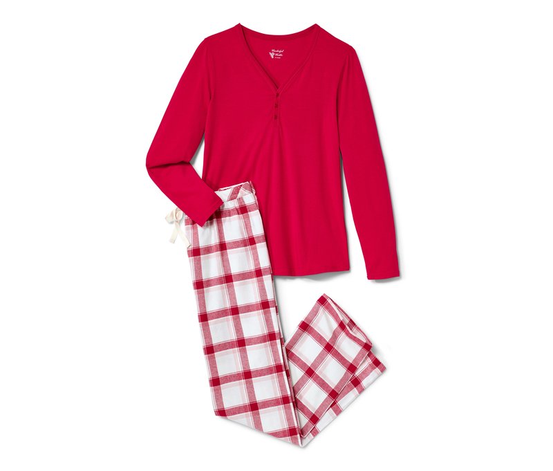 Tchibo - Flanell-Pyjama - Damen - Gr. S - weiß