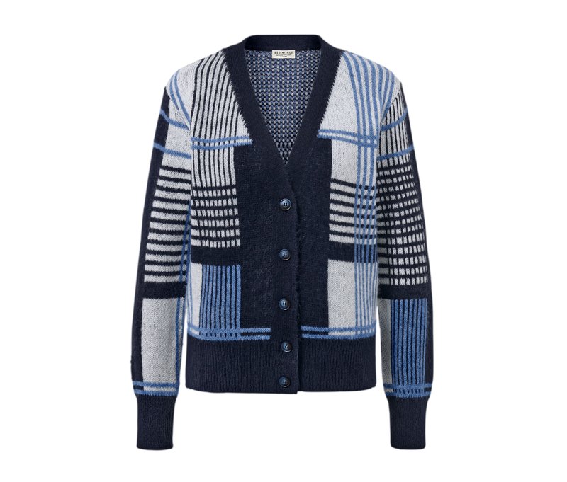 Tchibo - Grobstrick-Cardigan - Damen - Gr. M - creme/kariert