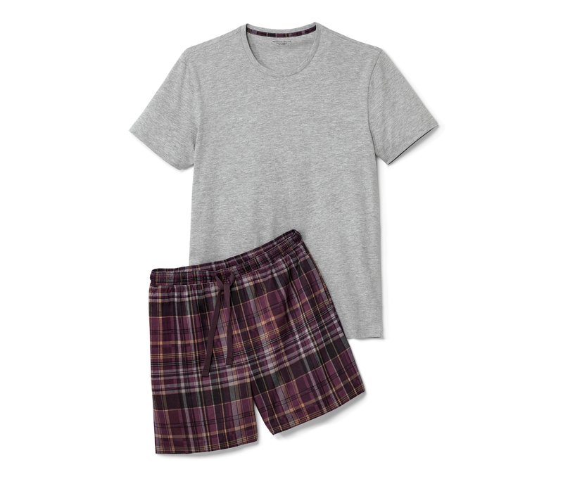 Tchibo - Shorty-Pyjama - Herren - Gr. L - grau/kariert