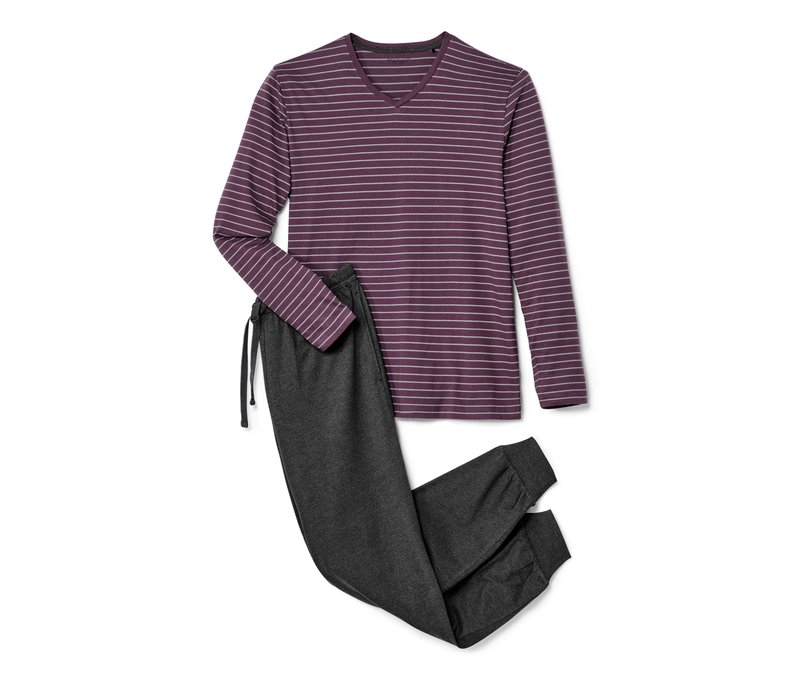 Tchibo - Pyjama - Herren - Gr. M - anthrazit/gestreift