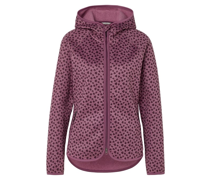 Tchibo - Strickfleecejacke mit Kapuze - Damen - Gr. S - bordeaux/print