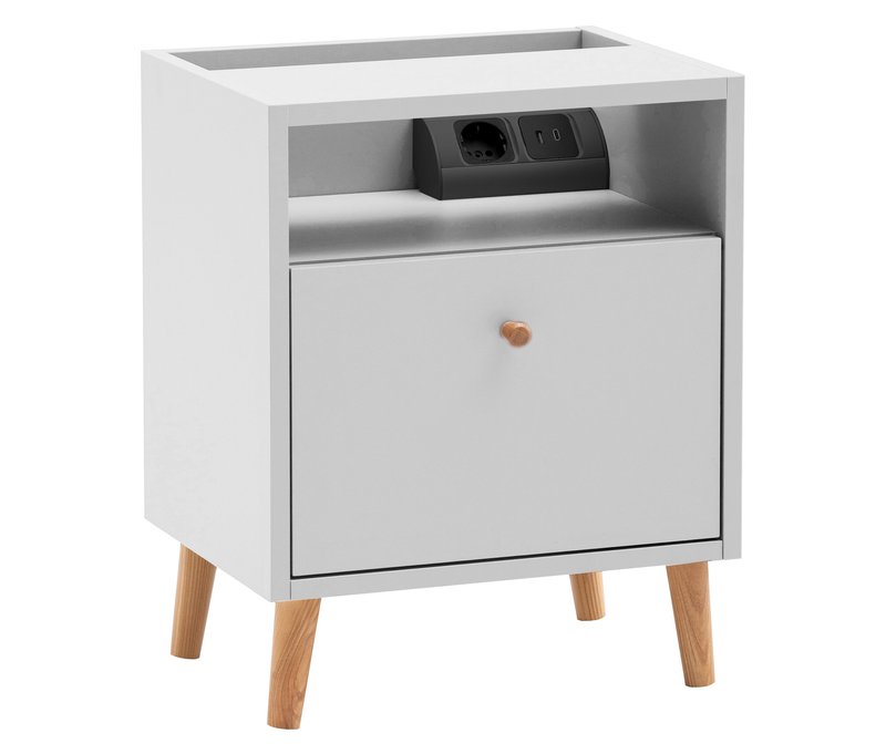 Tchibo - Nachttisch »Bjarne« mit Ladefunktion - 40,2x32,7x50cm - braun - Holz / Eichenholz / Metall