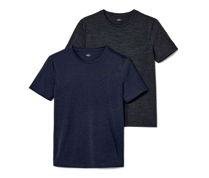 Tchibo - 2 T-Shirts mit Merinowolle - Herren - Gr. L - dunkelblau