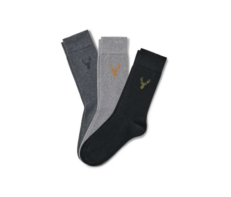 Tchibo - 3 Paar Socken - Herren - Gr. 44-46 - anthrazit/print