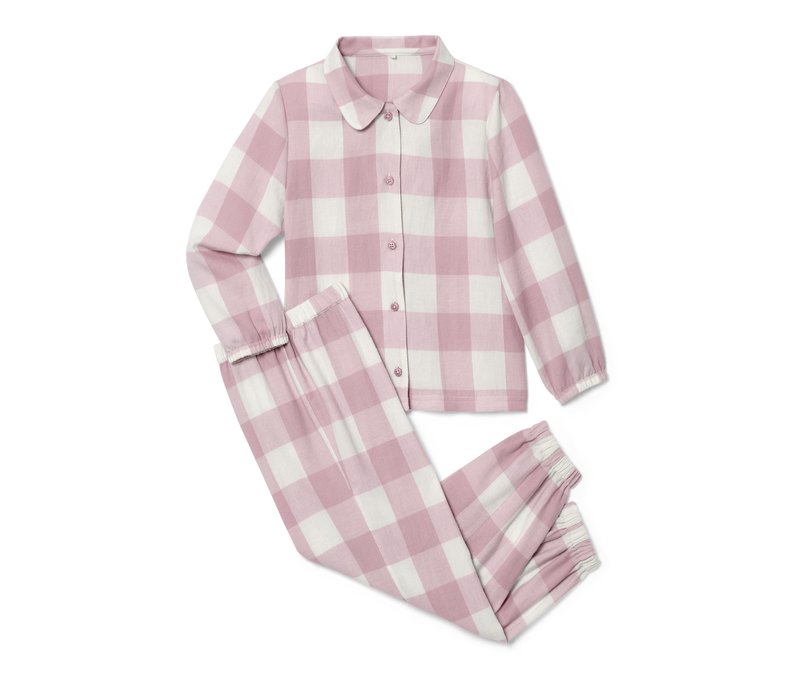 Tchibo - Kinder-Flanell-Pyjama - Mädchen - Gr. 134/140 - creme/kariert