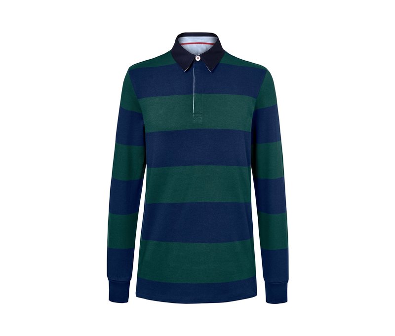 Tchibo - Langarm-Poloshirt - Herren - Gr. L - blau/gestreift