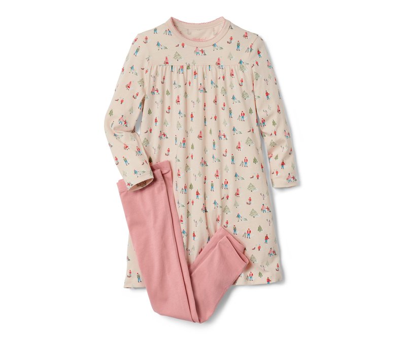 Tchibo - Kinder-Nachthemd mit Leggings - Mädchen - Gr. 122/128 - weiß/print