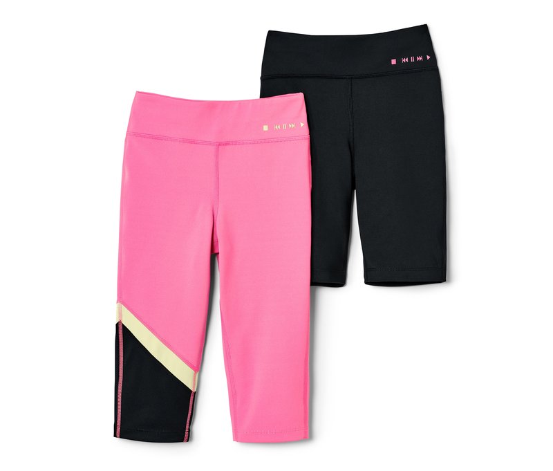 Tchibo - 2 Kinder-Sporttights - Mädchen - Gr. 158/164 - hellgrün