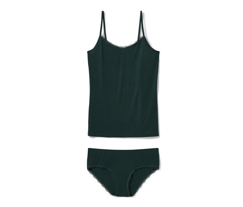 Tchibo - Hemdchen-Slip-Set - Damen - Gr. XL - dunkelgrün