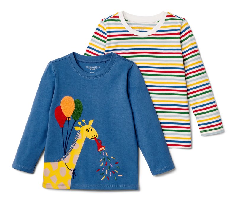 Tchibo - 2 Kinder-Langarmshirts - Jungen - Gr. 86/92 - weiß/print