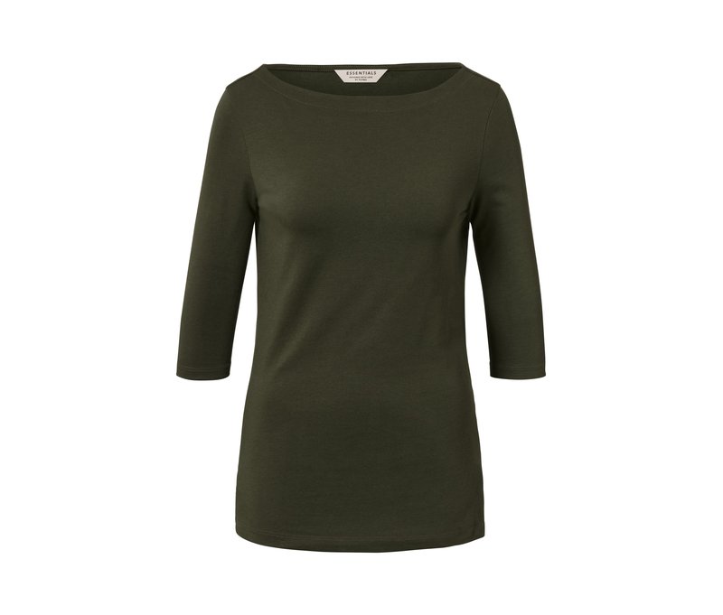 Tchibo - Shirt mit 3/4-Arm - Damen - Gr. L - olivgrün