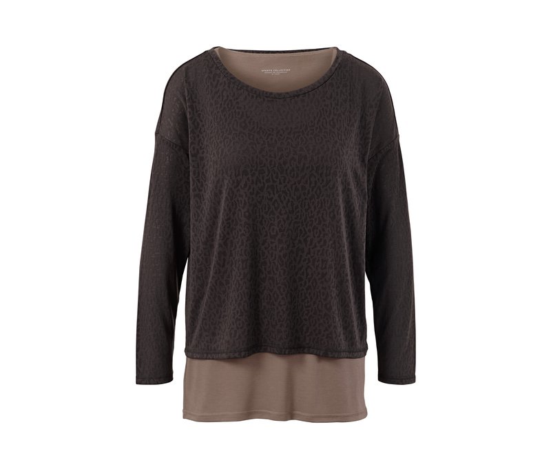 Tchibo - 2-in-1-Sportshirt - Damen - Gr. S - dunkelbraun