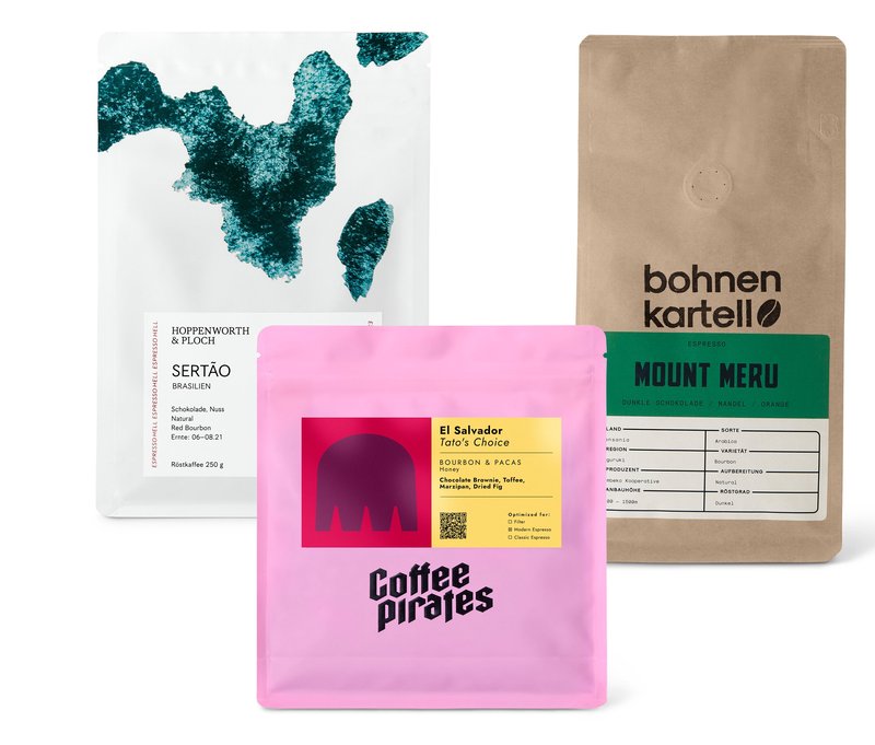 Tchibo - Espresso Probierpaket "3-Länder Kaffeeset" - 3x 250 g Ganze Bohne