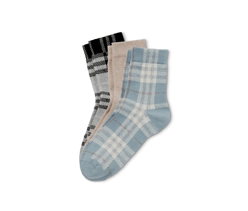 Tchibo - 3 Paar Socken - Damen - Gr. 35-38 - blau/kariert