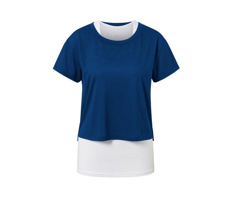 Tchibo - 2-in-1-Kurzarm-Sportshirt - Damen - Gr. XS - dunkelblau