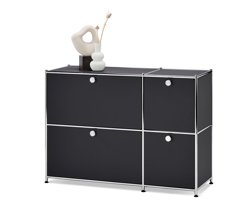 Tchibo - Sideboard »Cn3« mit 4 Klappen - 115,5x40x82,5cm - schwarz - Stahl / Aluminium / Kunststoff