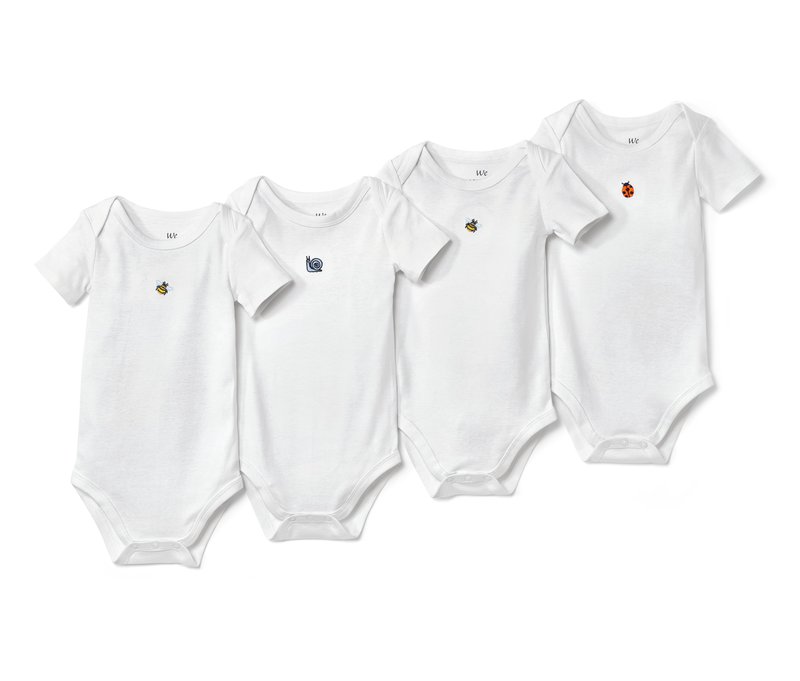 Tchibo - 4 Baby-Bodys - Herren - Gr. 98/104 - weiß