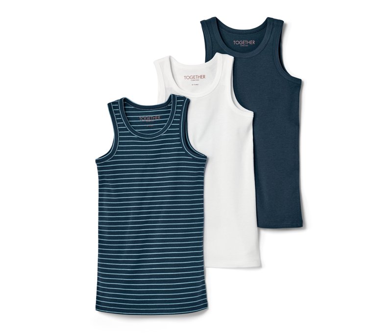 Tchibo - 3 Kinder-Unterhemden - Jungen - Gr. 146/152 - dunkelblau/gestreift