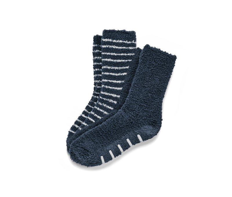 Tchibo - 2 Paar Kinder-Kuschelsocken - Herren - Gr. 31-34 - dunkelblau/gestreift