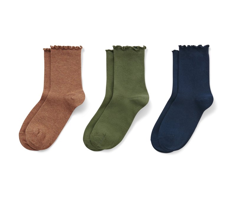 Tchibo - 3 Paar Socken mit Rüschenkante - Damen - Gr. 39-42 - dunkelblau