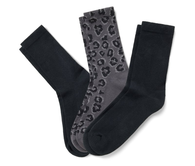 Tchibo - 3 Paar Socken - Damen - Gr. 35-38 - schwarz/print