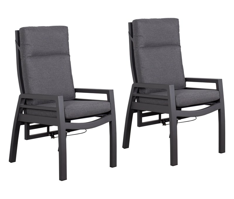 2 deVries Montana Alu-Dining-Sessel - 60x62x109cm - grau - Aluminium / Polyester / Polyurethan