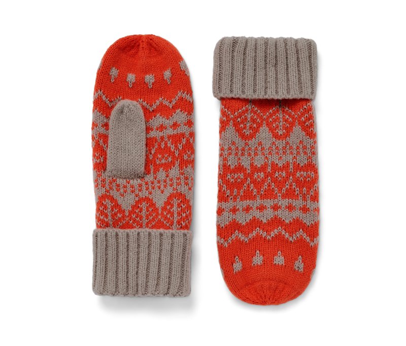 Tchibo - Strick-Fäustlinge - Damen - Gr. 6,5 - orange/print