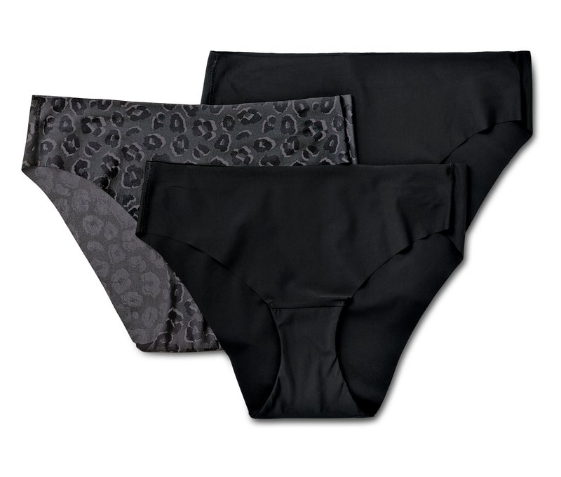 Tchibo - 3 Magic-Cut-Sport-Slips - Damen - Gr. L - schwarz/print