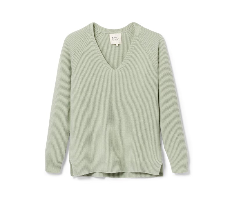 Nah/Studio Pullover - nachhaltiger Cashmere - Gr. L - grün