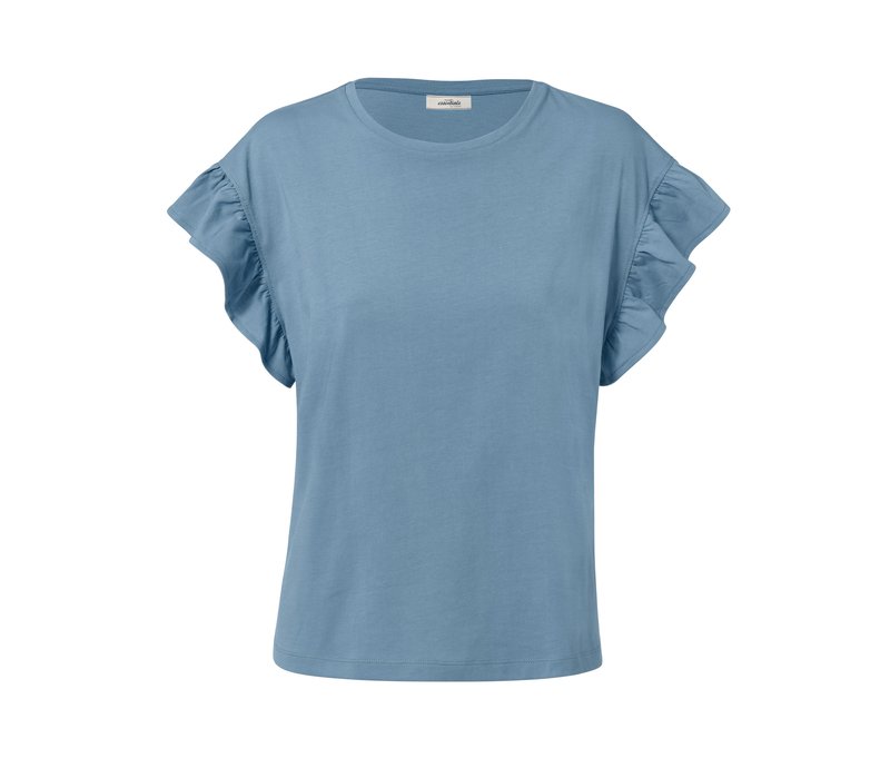 Tchibo - Shirt mit Volant - Damen - Gr. XXL - blau