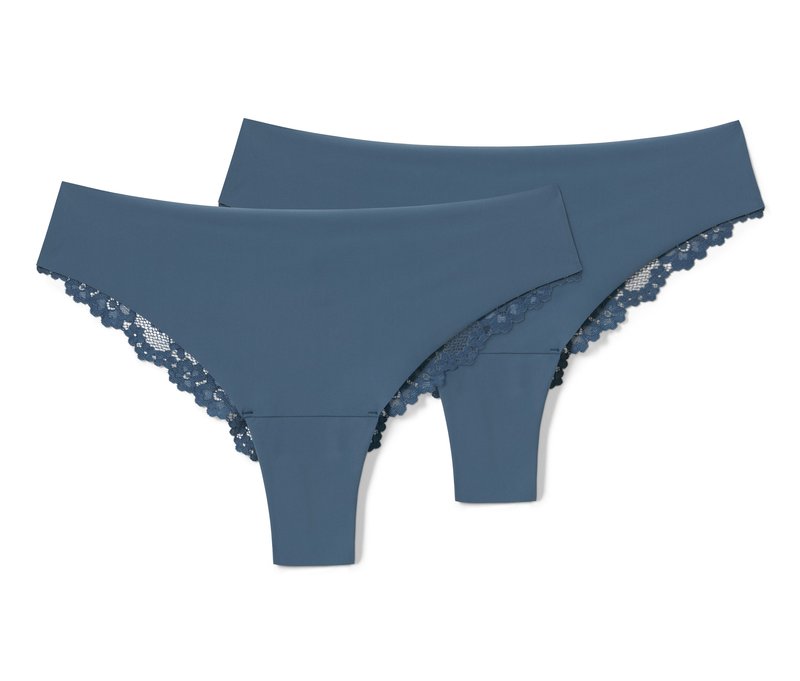 Tchibo - 2 Magic-Cut-Braziltangas - Damen - Gr. M - blau