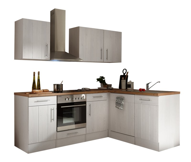 respekta-Premium-L-Küchenblock »Landhaus« - 220x172x211cm - silber - Metall / Edelstahl