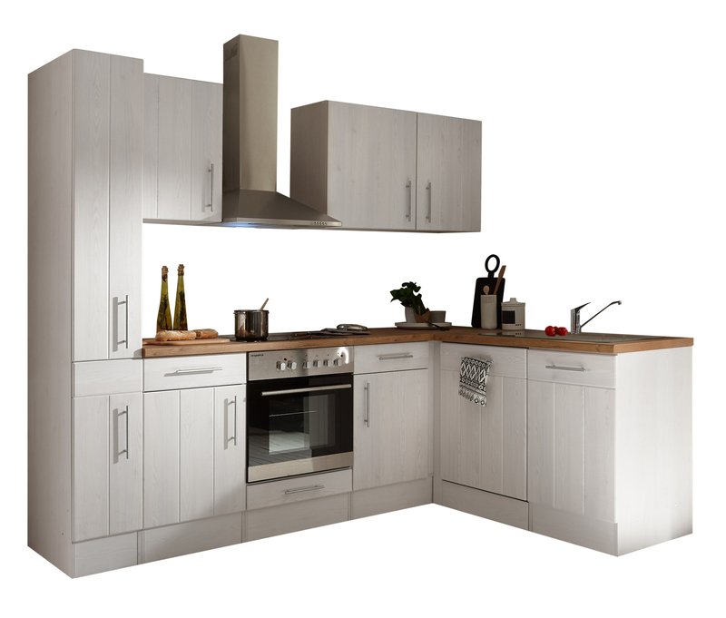 respekta-Premium-L-Küchenblock »Landhaus« - 250x172x211cm - silber - Metall / Edelstahl